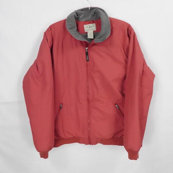 LL Bean Jacket Men XL Tall Red Full Zip Fleece Lined Windbreaker Outdoors Casual - Picture 1 of 16